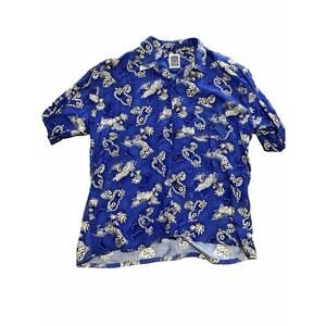 OCEAN CURRENT MENS SIZE XL BLUE HAWAII SHIRT SHORT SLEEVE BLUE FLORAL‎ BUTTON UP